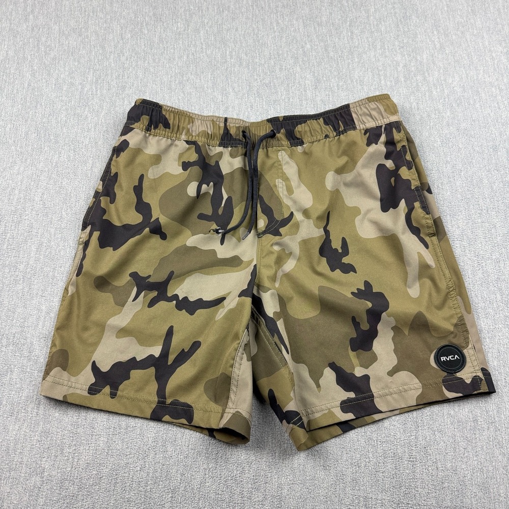 RVCA Shorts Mens Small Green Camouflage Yogger IV Performance Active Training